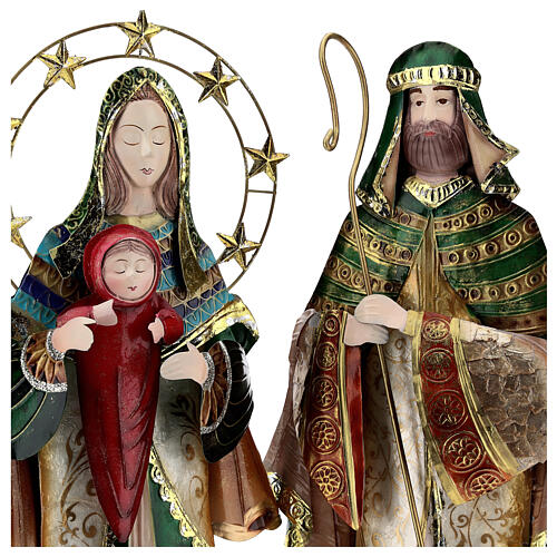 Narodziny Jezusa Trzej Królowie, stylizowane figury z metalu 63x25x10 cm 4