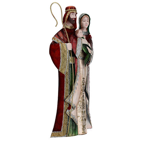 Statue Sainte Famille vert blanc rouge métal 48 cm 4
