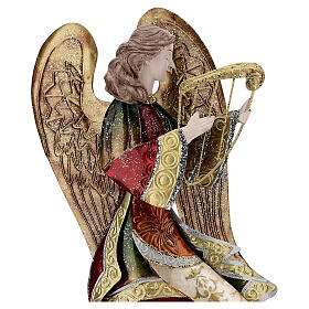 Angel with lyre, metal statue, 36 cm