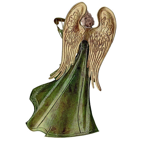 Angel with lyre, metal statue, 36 cm 5