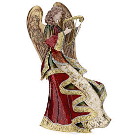 Angel statue musician with lyre metal 36 cm