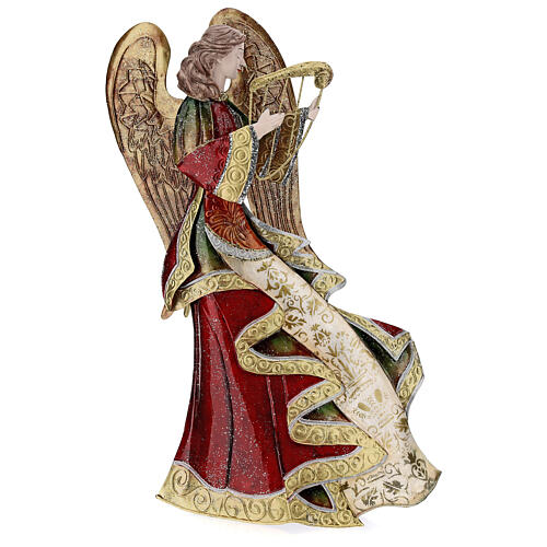 Angel statue musician with lyre metal 36 cm 1