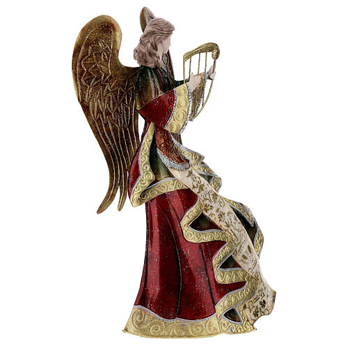 Angel statue musician with lyre metal 36 cm 4