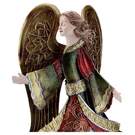 Metal angel statue walking decorated 36 cm