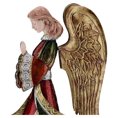 Praying angel statue in metal 36 cm 2