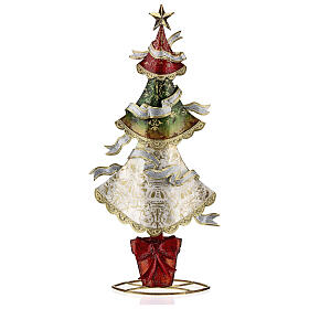 Metallic Christmas tree with tricolour ribbons 45 cm