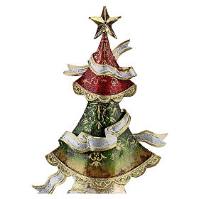 Metallic Christmas tree with tricolour ribbons 45 cm
