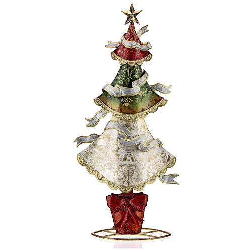 Metallic Christmas tree with tricolour ribbons 45 cm 1