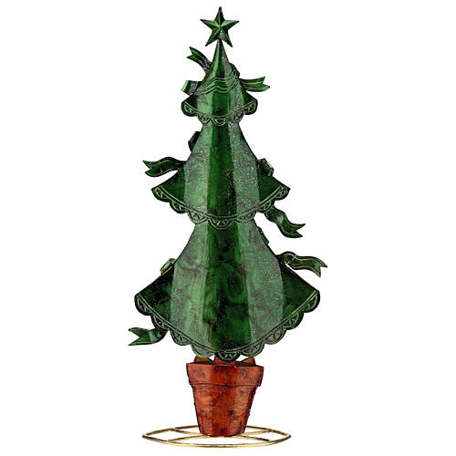 Metallic Christmas tree with tricolour ribbons 45 cm 5