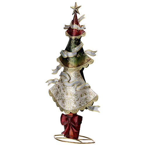 Árbol navidad cintas tricolores estatua metal 45 cm 3