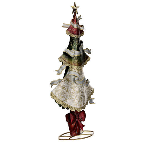 Árbol navidad cintas tricolores estatua metal 45 cm 4