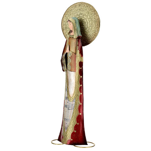Rote und goldfarbige Madonna aus Metall mit Gebet, 52 cm hoch 3