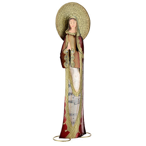 Red and gold Virgin Mary prayer h 52 cm 4