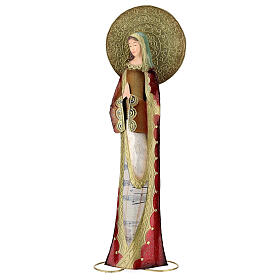 Virgem Maria rezando metal vermelho e dourado, altura 52 cm