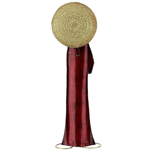 Virgem Maria rezando metal vermelho e dourado, altura 52 cm 5