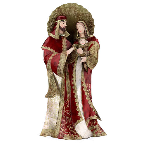 Sainte Famille rouge or statue métal h 49 cm 1