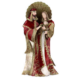 Holy Family statue in metal, gold red h 49 cm