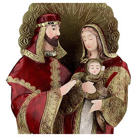 Holy Family statue in metal, gold red h 49 cm