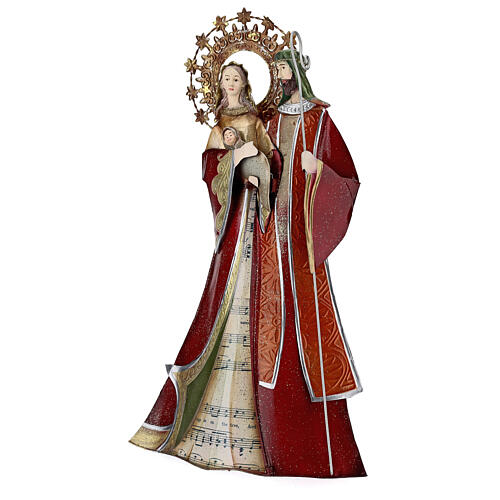 Holy Family figurine in metal red with staff notes 30x15x10 cm 3