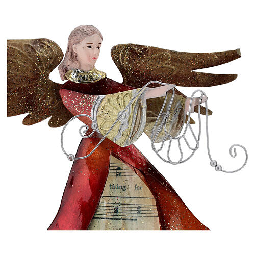 Anioł ze wstążką z przodu, figurka z metalu h 28 cm 2