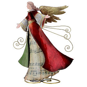 Stylised angel with scroll, metal statue, 28 cm