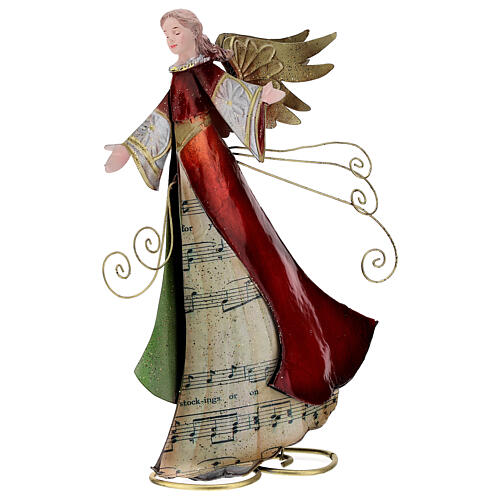 Stylised angel with scroll, metal statue, 28 cm 3