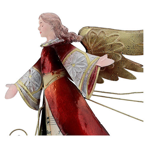 Anioł z pergaminem, stylizowana figurka z metalu h 28 cm 2