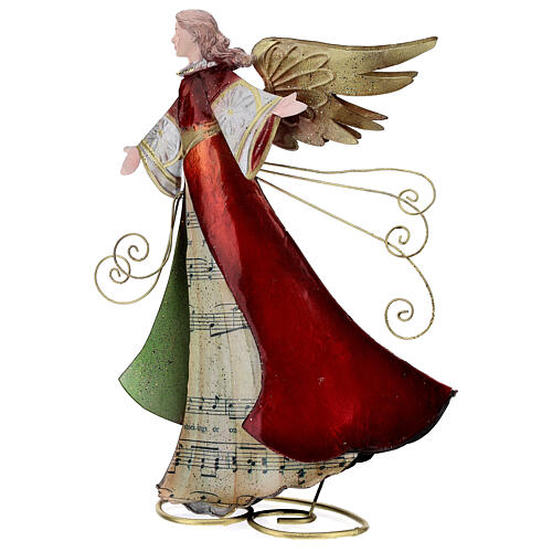 Anioł z pergaminem, stylizowana figurka z metalu h 28 cm 4