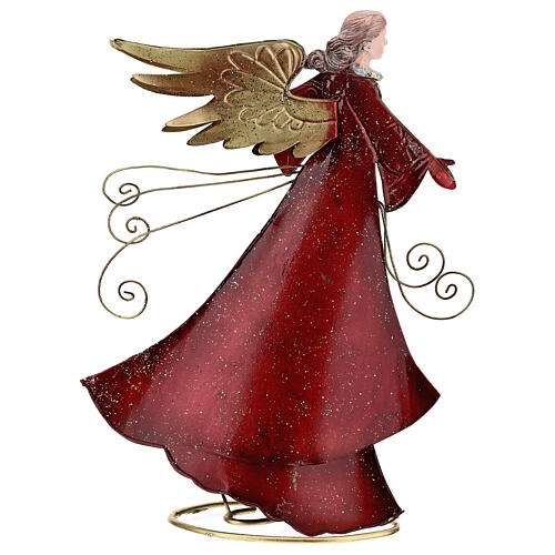 Anioł z pergaminem, stylizowana figurka z metalu h 28 cm 5