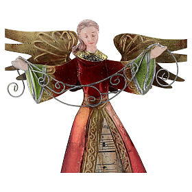 Anioł otwarte ramiona i motyw nut, figurka z metalu h 28 cm