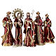 Nativity Scene with 5 statues, red and gold, metal, h 44 cm s1