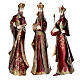 Nativity Scene with 5 statues, red and gold, metal, h 44 cm s6