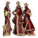 Nativity Scene with 5 statues, red and gold, metal, h 44 cm s7