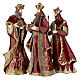 Presépio de Natal Natividade 4 figuras metal vermelho e dourado 44 cm s5