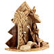 Stable for 8 cm Nativity Scene with stylized tree Bethlehem olive wood 15x15x10 cm s3