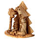 Stable for 8 cm Nativity Scene with stylized tree Bethlehem olive wood 15x15x10 cm s2