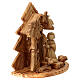 Stable for 8 cm Nativity Scene with stylized tree Bethlehem olive wood 15x15x10 cm s3