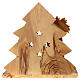 Stable for 8 cm Nativity Scene with stylized tree Bethlehem olive wood 15x15x10 cm s5