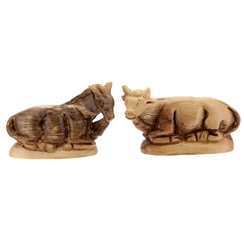 Cabaña Natividad 14 estatuas 20 cm carillón madera olivo Palestina 45x65x35 cm 11