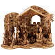 Cabana Natividade 14 figuras altura média 20 cm caixa de música madeira de oliveira Palestina 46x63x37 cm s1