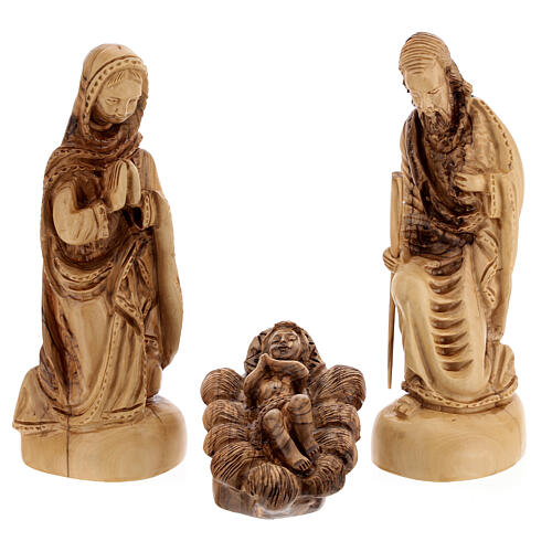 Stable with Nativity Scene 14 figurines of 20 cm average height with music box Palestine olive wood 45x65x35 cm 3