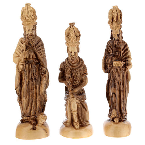 Stable with Nativity Scene 14 figurines of 20 cm average height with music box Palestine olive wood 45x65x35 cm 5