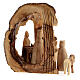 Cabaña Natividad tronco madera olivo 11 estatuas 10 cm Belén 20x30x20 cm s6