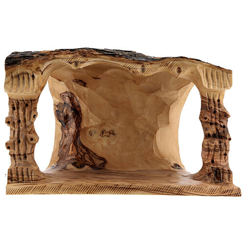 Tree trunk stable with Nativity Scene 11 figurines of olive wood 10 cm average height Bethlehem 30x30x20 cm 7