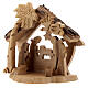 Stable with Holy Family cut-outs of 4 cm Bethlehem olive wood 10x10x5 cm s2