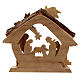 Stable with Holy Family cut-outs of 4 cm Bethlehem olive wood 10x10x5 cm s4