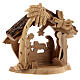 Nativity Scene stable with Holy Family 4 cm silhouettes Bethlehem olive wood 10x10x5 cm s3