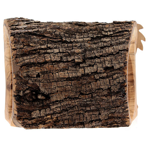Cabaña corteza Natividad 3,5 cm estilizada madera olivo Belén 10x10x5 cm 4