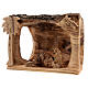 Bark stable with stylized Holy Family 3,5 cm Bethlhem olive wood 10x10x5 cm s2