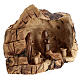 Natural wood cave with Holy Family 6 cm Bethlehem olive wood 15x20x10 cm s3